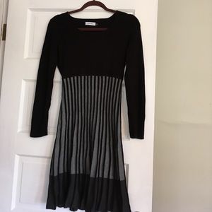 Calvin Klein Black and Grey Knit dress